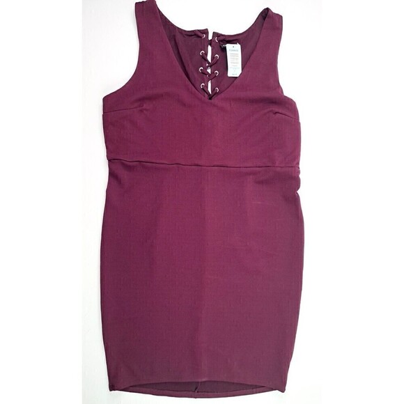 TORRID Dress SZ 2 (18 20) Lace Up Back Bodycon Burgundy Knee Length Sleeveless - Picture 1 of 6